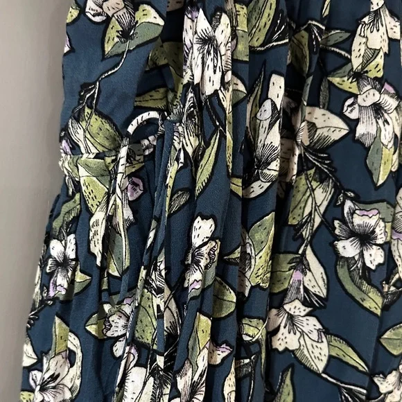 Free People “Dear You” Floral Swing Mini Dress – Navy Floral with Ruffle Straps - Picture 10 of 11